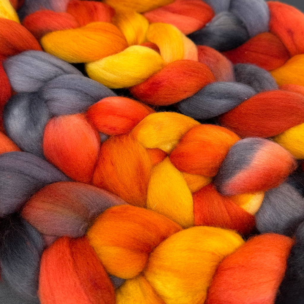 American Targhee wool top spinning fiber Fire On The Mountain