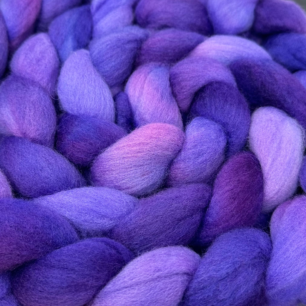 Cormo wool top spinning fiber Amethyst