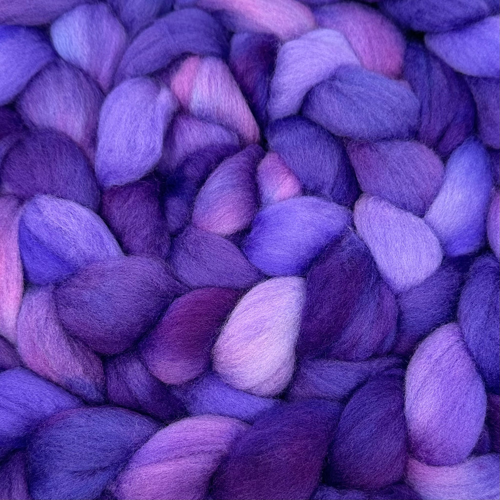 Cormo wool top spinning fiber Amethyst