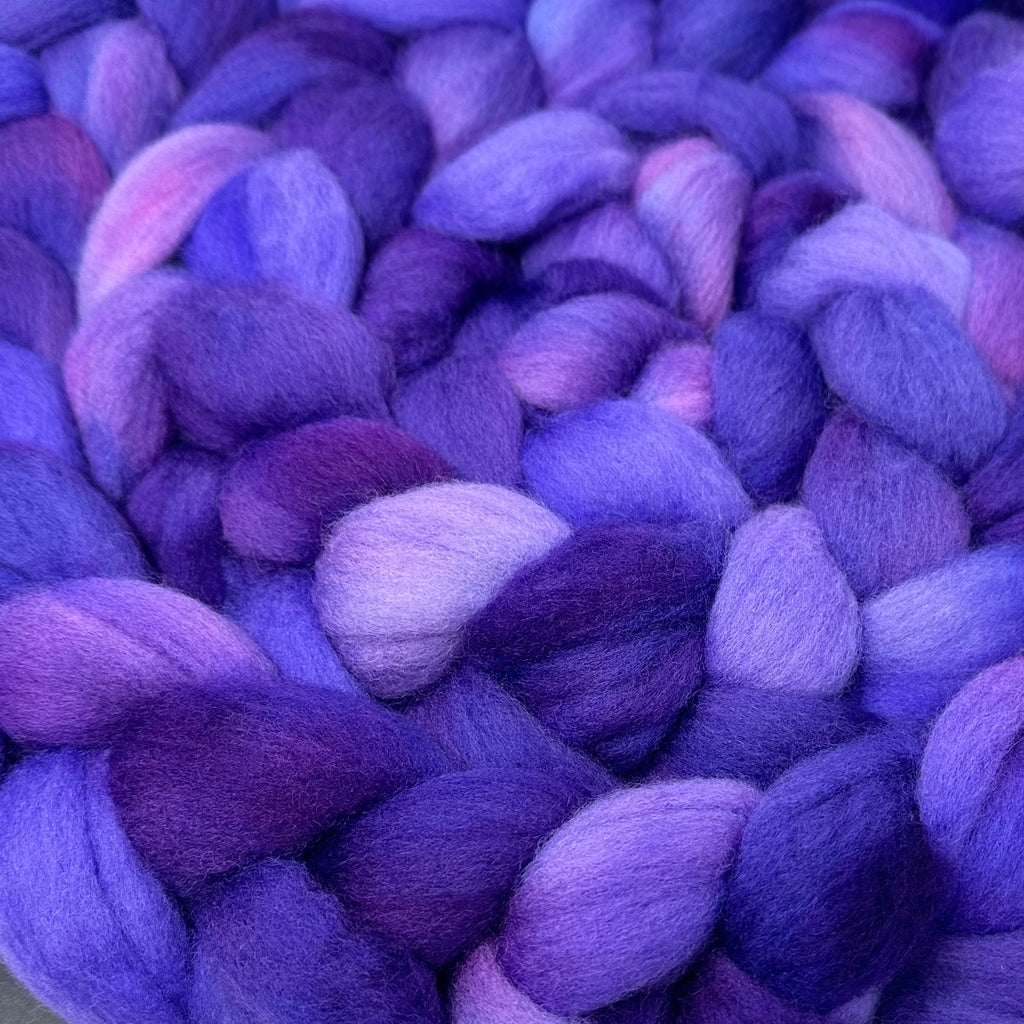 Cormo wool top spinning fiber Amethyst