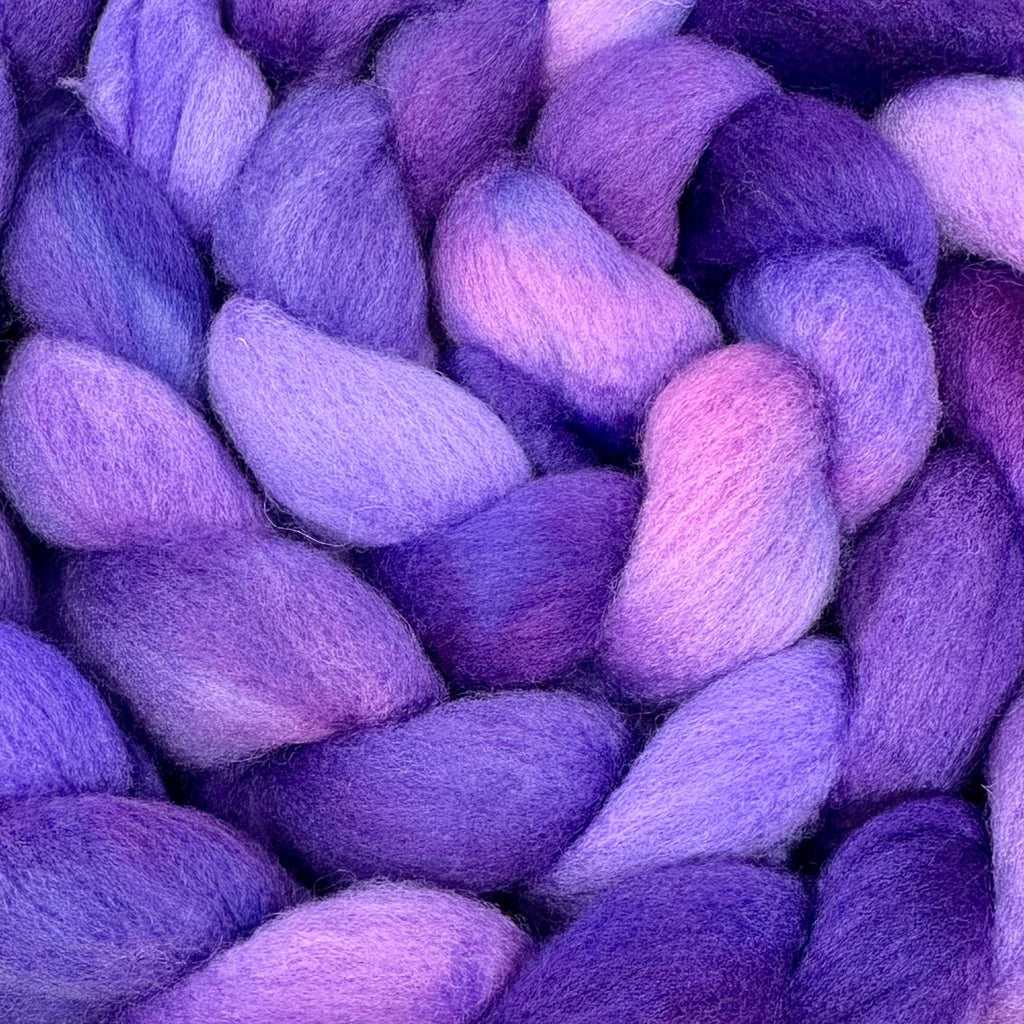 Cormo wool top spinning fiber Amethyst