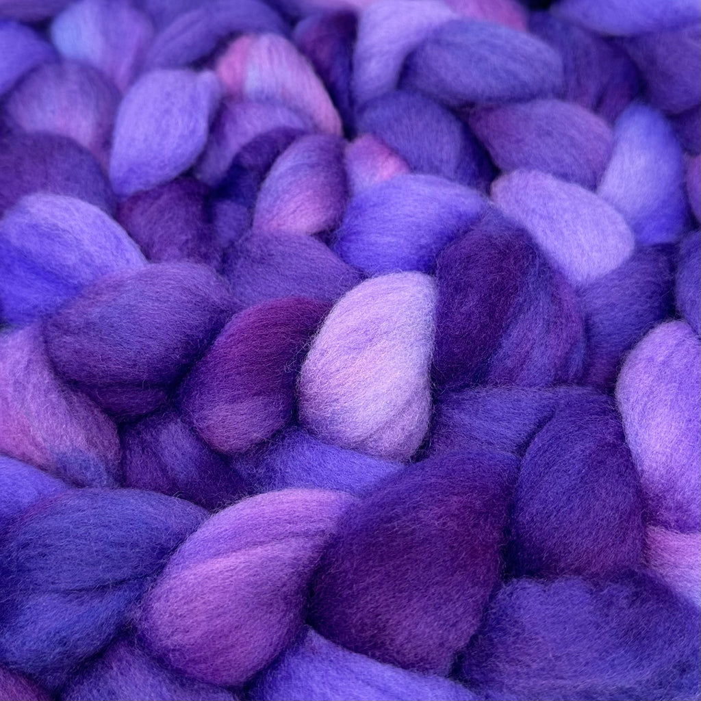 Cormo wool top spinning fiber Amethyst