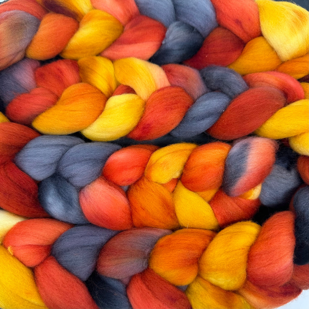 American Targhee wool top spinning fiber Fire On The Mountain